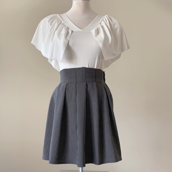 pleated striped mini skirt - Picture 1 of 7